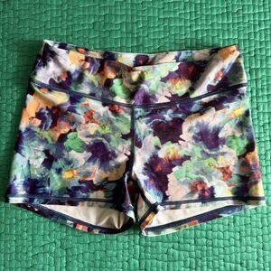 Vintage American Eagle Athletics Blue Pink Floral Biker Micro Shorts S Athletic